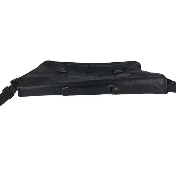 Etruscan Designs Unisex Adult Black Leather Adjustable Strap Crossbody Bag - Picture 4 of 10